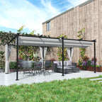 Solarias Pergola jardin exterieur 3 x 6 m pergola coulissante rétractable avec parois latérales, abri soleil UPF30+, gris