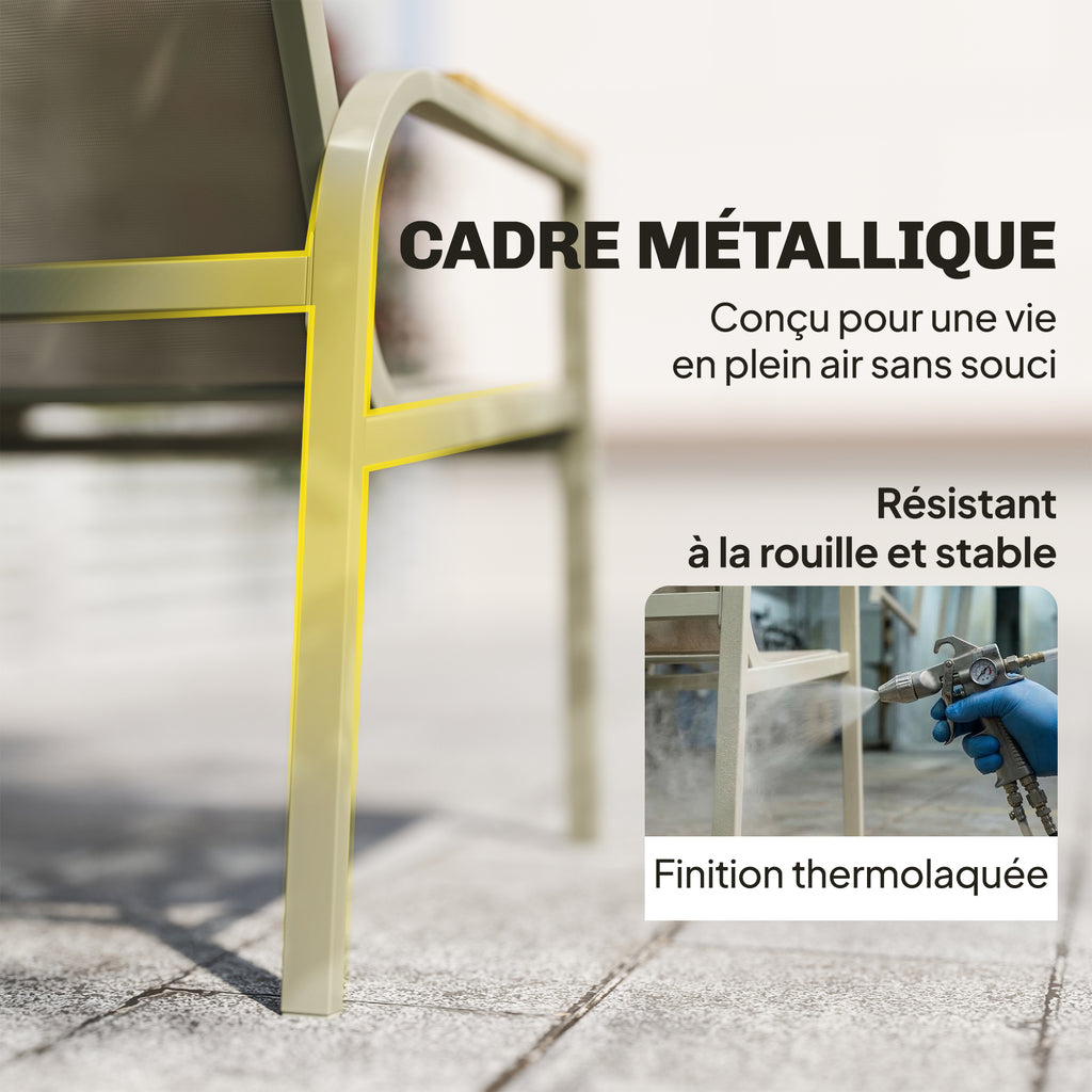 Solarias Salon de Jardin Ensemble de Terrasse avec Canapé 2 Places, 2 Fauteuils et Table Basse en Verre Trempé 4 Pièces Vert