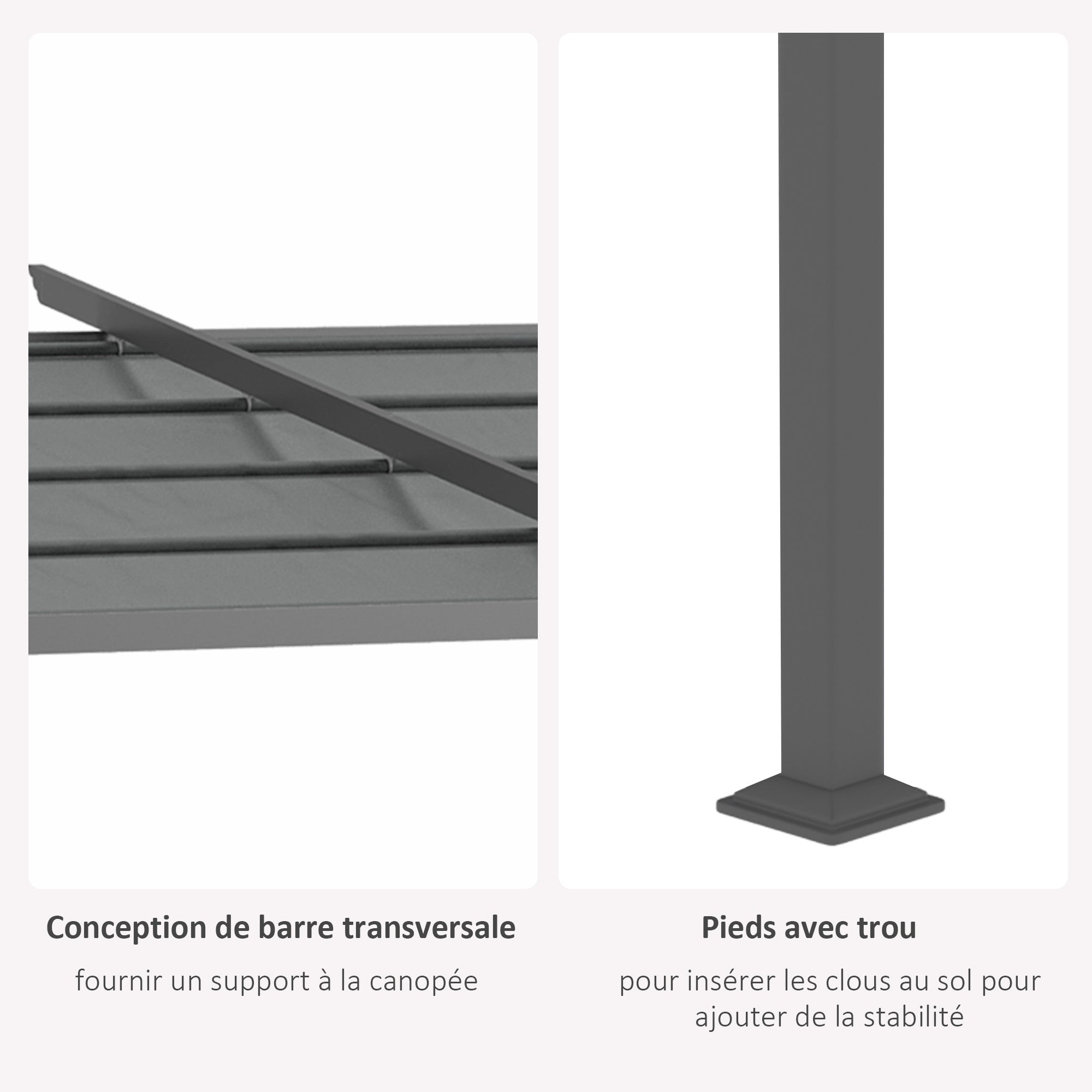 Solarias Pergola rétractable 4 x 3 m structure métal époxy anticorrosion toile Polyester180 g/m² Incluse Gris