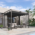 Solarias Pergola env. 3x2m Pavillon de Jardin au Toit Coulissant en Métal Pergola de Jardin Autoportante avec Toit Réglable,