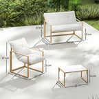 Solarias Salon de jardin extérieur 4 pièces avec coussins ultra-épais 15cm canapé 2 places avec table basse et 2 fauteuils k