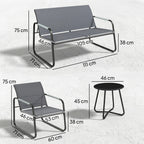 Solarias Set de mobilier de jardin 4 places Respirant Salon de jardin avec canapé 2 places 2 fauteuils Tressage corde Table 