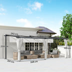 Solarias Pergola jardin exterieur 3 x 6 m pergola coulissante rétractable avec parois latérales, abri soleil UPF30+, gris