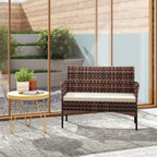 Solarias Canapé de jardin 2 places en rotin PE-rotin pour terrasse extérieure avec coussin, patins antidérapants, structure 