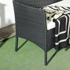 Solarias Canapé de Jardin à 2 Places avec Coussin et Accoudoirs en Rotin PE et Acier, 100x54x80cm, Noir