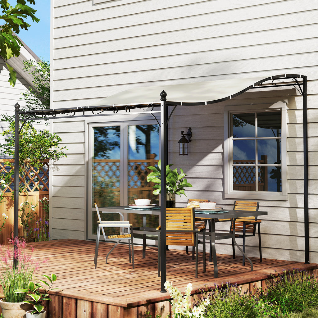 Solarias Pergola de 2,5 x 3 m, Pavillon de Jardin Monté sur Mur, Résistant à l'eau, Cadre en Métal, Trous de drainage, Toit 