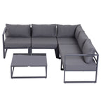 Solarias Ensemble salon de jardin d'angle design contemporain style yachting 5 places modulable avec coussins et table basse