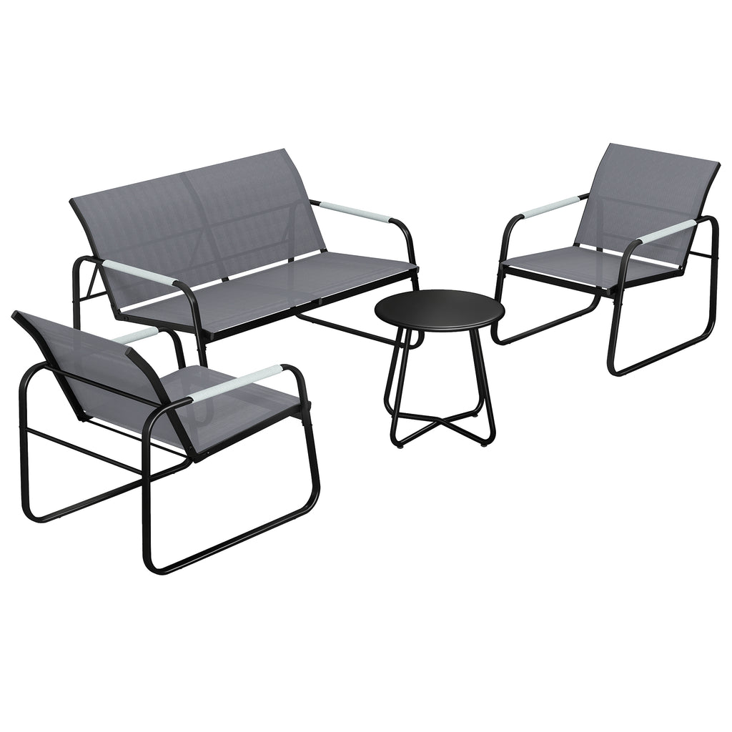 Solarias Set de mobilier de jardin 4 places Respirant Salon de jardin avec canapé 2 places 2 fauteuils Tressage corde Table 