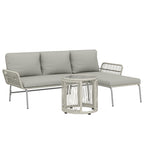 Solarias Polyrattan Set de meubles de jardin 3 pièces, salon avec chaiselongue canapé 2 places table en verre coussins amovi