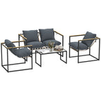 Solarias Ensemble de meubles de jardin 4 pièces, ensemble de mobilier extérieur, 2 fauteuils, canapé 2 places, 1 table, remb