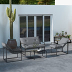 Solarias Salon de jardin 4 pièces 4 personnes avec canapé 2 places, 2 fauteuils et 1 table basse gris