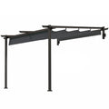 Solarias Pavillon, 3 x 3 m Pergola, Toit de terrasse coupe-vent, Montage mural, Toit ajustable, pour Jardin, Terrasse, Gris 
