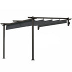 Solarias Pavillon, 3 x 3 m Pergola, Toit de terrasse coupe-vent, Montage mural, Toit ajustable, pour Jardin, Terrasse, Gris 