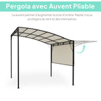 Solarias Pergola tonnelle de jardin avec auvent réglable acier polyester haute densité 3 x 2,5 m crème