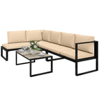 Solarias Ensemble de jardin 4 pièces, ensemble canapé avec 2 canapés 2 places, fauteuil sans accoudoirs, table basse, pour b