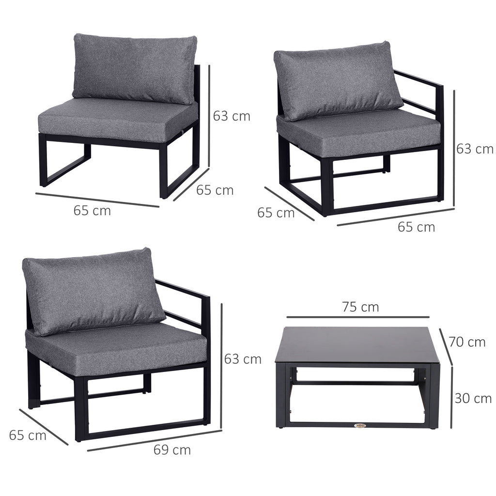 Solarias Ensemble salon de jardin d'angle design contemporain style yachting 5 places modulable avec coussins et table basse