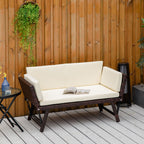 Solarias Canapé lit de jardin extensible 3 places grand confort 4 coussins écru inclus résine tressée imitation rotin chocol