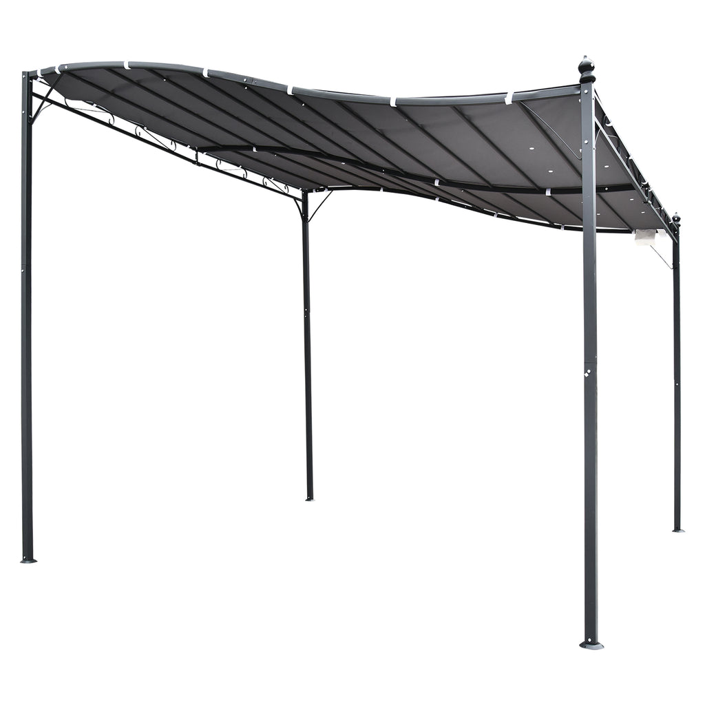 Solarias Pergola tonnelle de jardin auvent 3 x 3 m adossable métal gris polyester imperméabilisé anti-UV gris