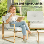 Solarias Salon de jardin extérieur 4 pièces avec coussins ultra-épais 15cm canapé 2 places avec table basse et 2 fauteuils k