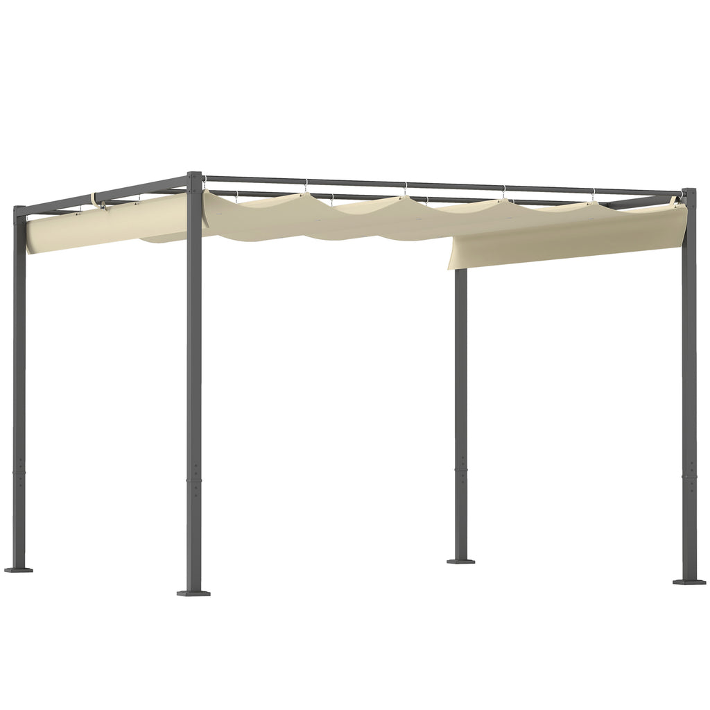 Solarias Pergola de jardin 3 x 3 m avec auvent rétractable, pavillon, toile pour l'ombre, UPF30+, Beige