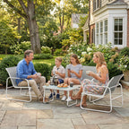 Solarias Ensemble Jardin Extérieur 4 Pièces avec Canapé 2 Places 2 Fauteuils Table en Verre Trempé Tissu Textilene Gris Clar
