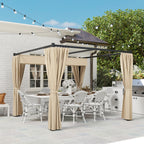 Solarias Pergola 3 x 3 m autoportante avec toit coulissant, 4 parois résistantes aux UV Beige