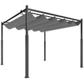 Solarias Pergola de jardin exterieur 3 x 3 m avec toit rétractable et fixation magnétique, abri soleil UPF30+, gris