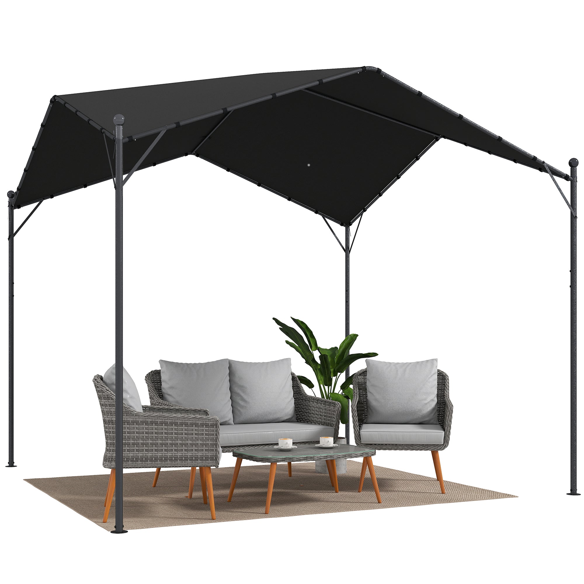 Solarias Pergola Pavillon 3x3 m Imperméable Stable Résistant à l'hiver Protection solaire avec toit à deux pans Entretoises 