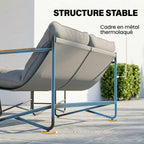 Solarias Salon de Jardin 4 Pièces Ensemble avec Canapé 2 Places, 2 Fauteuils et Table Basse Verre Trempé Coussins 13cm Gris 