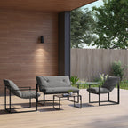 Solarias Salon de jardin 4 pièces 4 personnes avec canapé 2 places, 2 fauteuils et 1 table basse gris