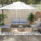 Solarias Ensemble 5 pièces salon de jardin bas modulables pour 4 personnes en résine tressée aspect rotin