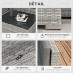 Solarias Ensemble salon de jardin 7 pièces modulables table basse plateau verre trempé coussins déhoussables inclus gris