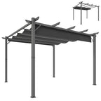 Solarias Pergola de Jardin 3x3 m avec Toit Rétractable Protection UPF30+ Drainage Cadre en Aluminium pour Patio Extérieur Gr