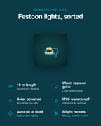 Solar LED festoon string lights