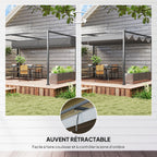 Solarias Pergola coulissante Pergola rétractable 4 x 3 m structure métal époxy anticorrosion toile polyester 180 g/m² gris f