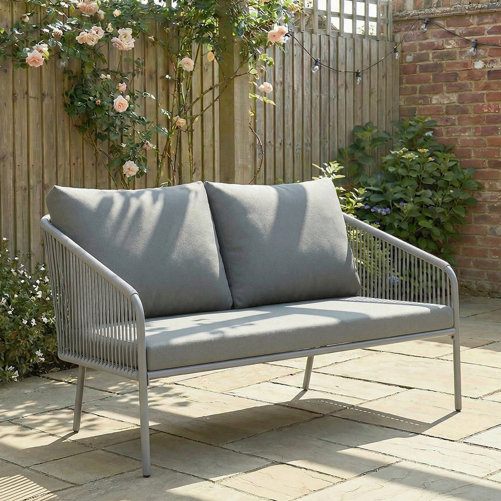 Solarias Canapé de jardin 2 places en résine tressée avec coussins canapé d'extérieur accoudoirs cadre en acier 112x72x76cm 