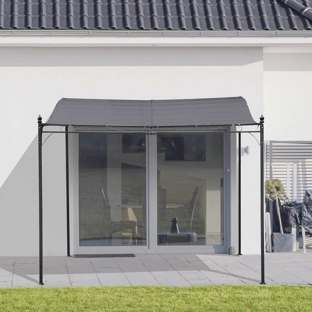 Solarias Pergola tonnelle de jardin auvent 3 x 3 m adossable métal gris polyester imperméabilisé anti-UV gris
