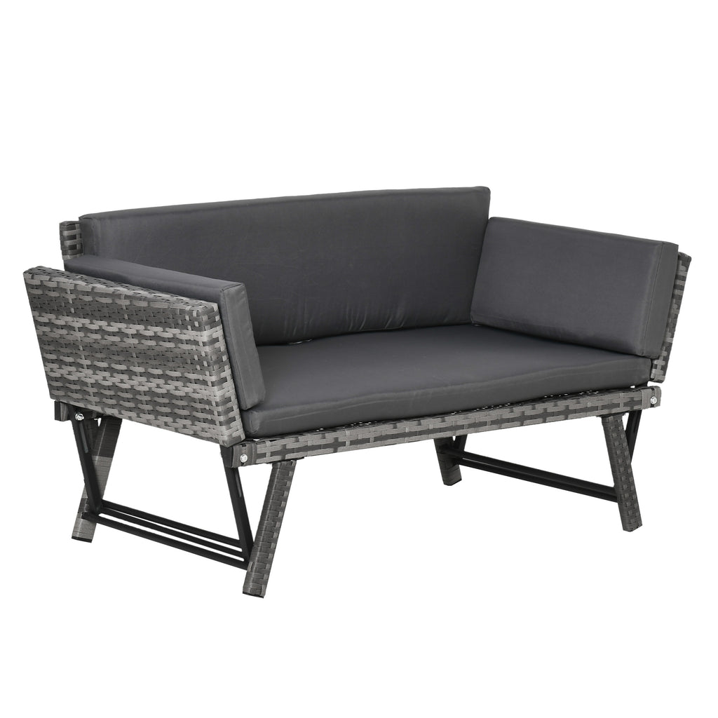 Solarias Canapé de Jardin 2 Places en Rotin Mobilier de Jardin Sofa de Salon Banquette de Jardin Lit de Jardin Pliable Accou