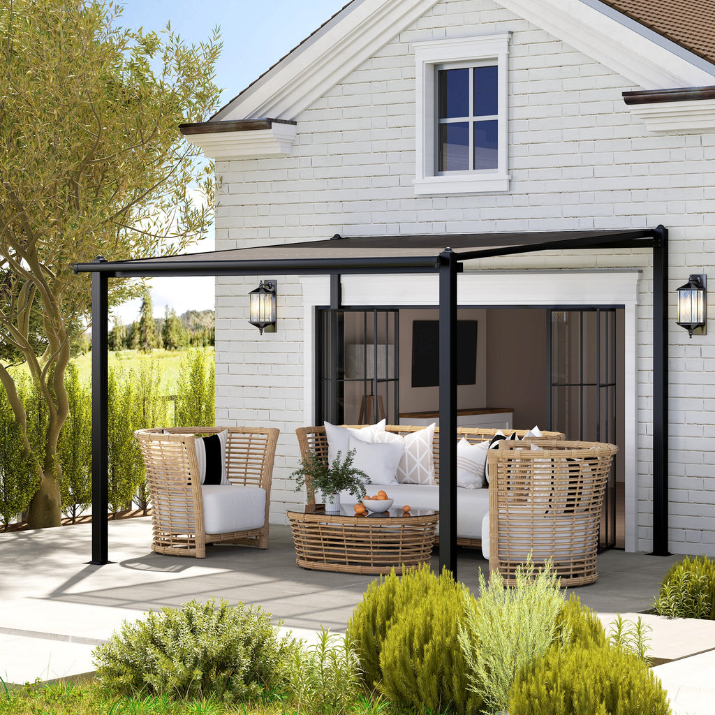Solarias Pergola jardin extérieur en aluminium 3 x 3 m avec toit en polycarbonate imperméable et système de drainage, gris