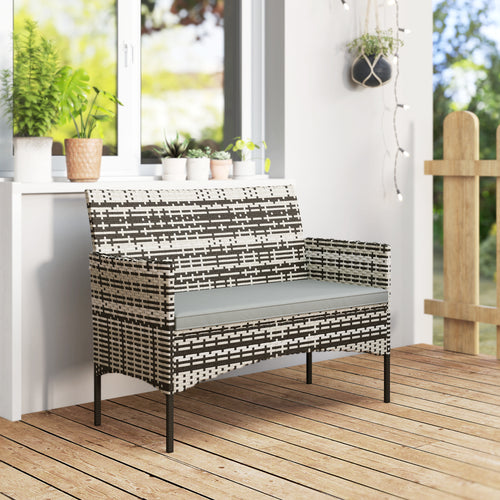 Solarias Canapé de jardin 2 places en résine tressée avec coussins canapé d'extérieur avec accoudoirs 115 x 63 x 85 cm gris 