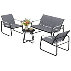 Solarias Set de mobilier de jardin 4 places Respirant Salon de jardin avec canapé 2 places 2 fauteuils Tressage corde Table 