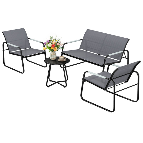 Solarias Set de mobilier de jardin 4 places Respirant Salon de jardin avec canapé 2 places 2 fauteuils Tressage corde Ta