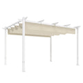 Solarias Pergola Tonnelle de Jardin Toit Rétractable avec Toile Coulissante Magnétique et Trous de Drainage 390x297x227cm Be