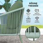 Solarias Canapé de jardin 2 places en résine tressée avec coussins canapé d'extérieur accoudoirs cadre en acier 112x72x76cm 
