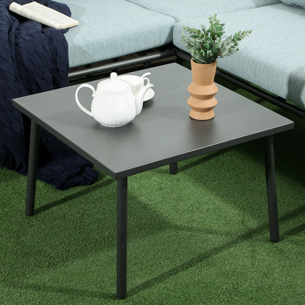 Solarias Salon de jardin d'angle 4 pièces avec 2 canapé d'angle 2 places + 1 canapé d'angle 1 place + table basse coussins g