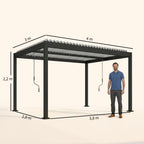 Solarias Pergola Bioclimatique 4x3m en Aluminium à Toit Louvred Ajustable, Protection Soleil, pour Jardin Extérieur, Blanc