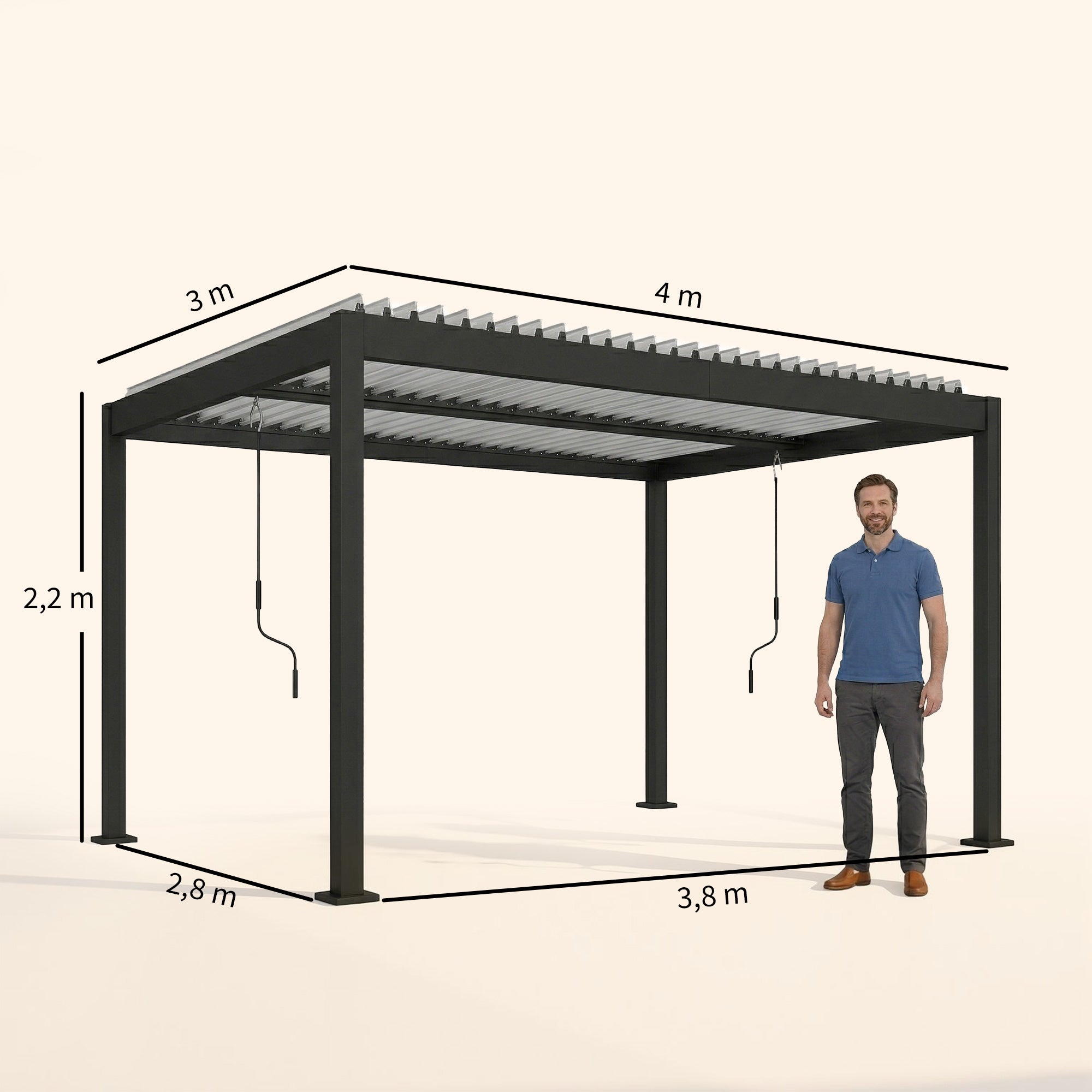 Solarias Pergola Bioclimatique 4x3m en Aluminium à Toit Louvred Ajustable, Protection Soleil, pour Jardin Extérieur, Blanc