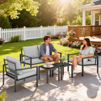 Solarias Ensemble de jardin 4 personnes résistant aux intempéries - ensemble balcon avec canapé 2 places, fauteuils, coussin