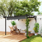 Solarias Pavillon, 3 x 3 m Pergola, Toit de terrasse coupe-vent, Montage mural, Toit ajustable, pour Jardin, Terrasse, Gris 