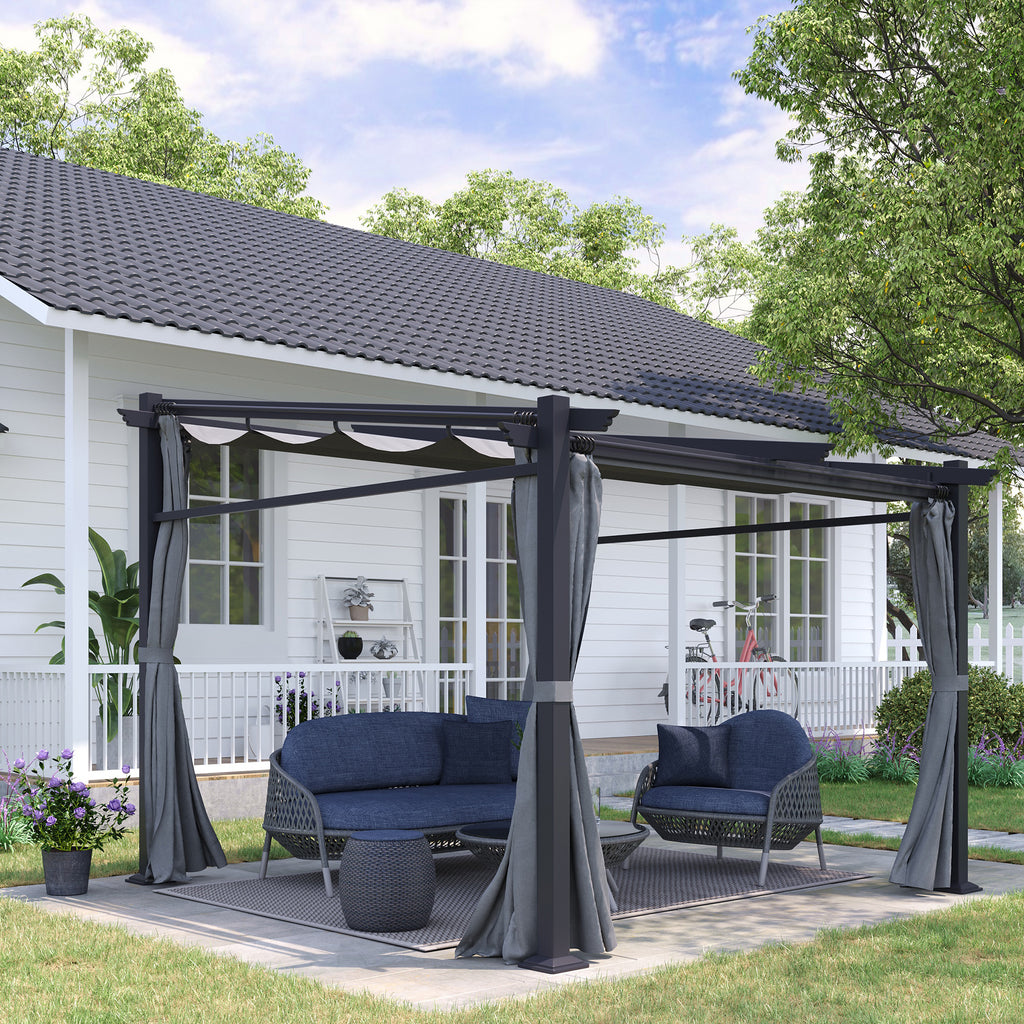 Solarias Pergola, inclus matériel de fixation, toit rétractable, 2,97 m x 2,95 m x 2,3 m, Gris foncé